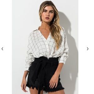 Windowpane blouse button down